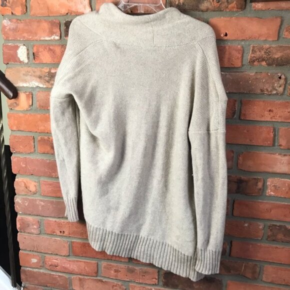Judith & Charles Cashmere Open Chucky Cardigan Sweater Jacket Pockets Wool Tan M - Picture 3 of 10